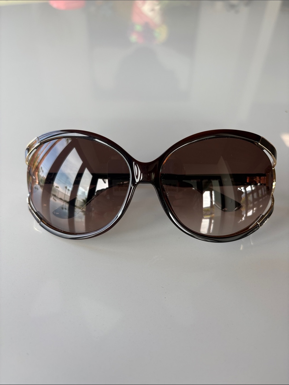 Salvatore Ferragamo Brown Tortoiseshell Women's Sunglasses with Ring Accent